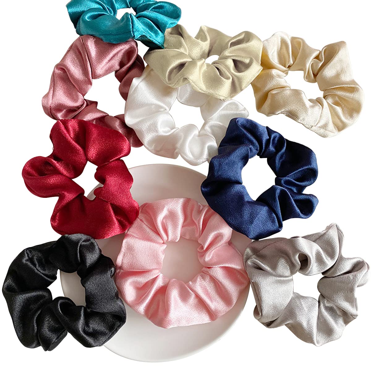 SANNIDHI 10 Pcs Silk Satin Scrunchy Scrunchies for Girls Ladies Women,12 color Elastic Hair Band for Ponytails, Twists, Long hair, Medium Length Hair -Gifts SANNIDHI 10 Pcs Silk Satin Scrunchy Scrunchies for Girls Ladies Women,12 color Elastic Hair Band for Ponytails, Twists, Long hair, Medium Length Hair -Gifts